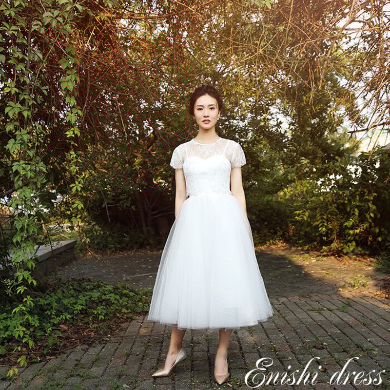 ウェディングドレス スリングスカート レースボレロ 2点セット ミモレ  