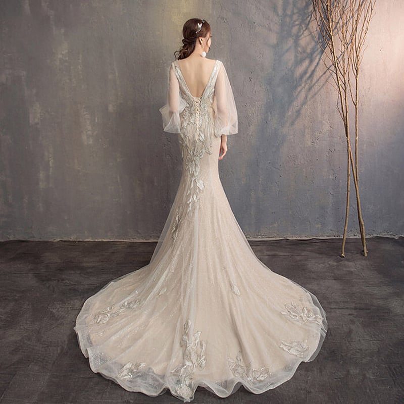 ウェディングドレス 長袖 花嫁 ドレス 結婚式 ウエディングドレス  