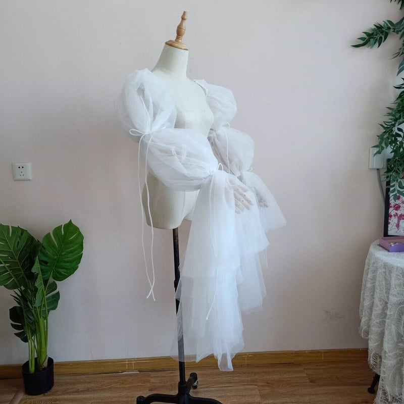 可愛い 長袖 取り外し袖 色直し デザイン感 オフホワイト ソフト  