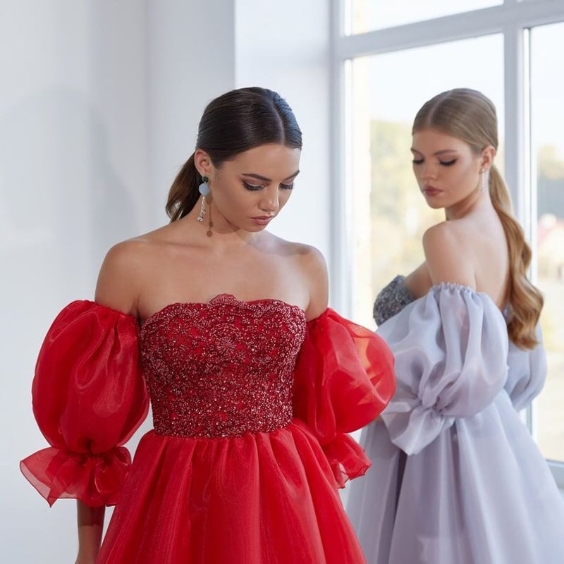 薄ピンク/紫/赤 カラードレス 花嫁 可愛い エレガント ベアトップ 結婚  