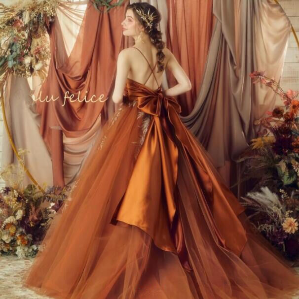 豪華！ カラードレス ベアトップ リボン エレガント Aライン 演奏 