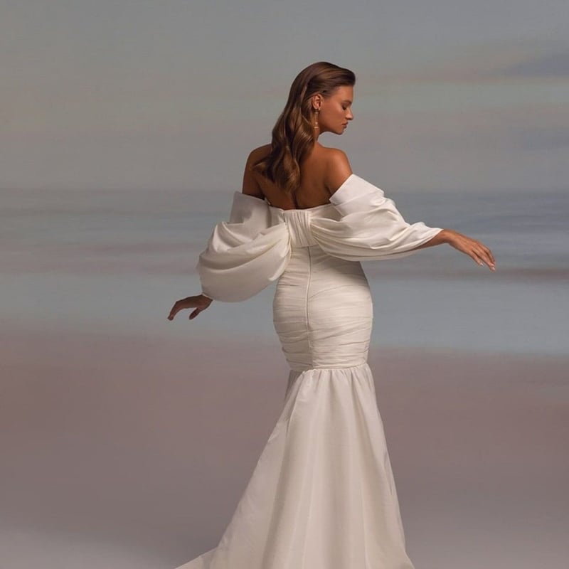 花嫁 フランス風 優しい パーティードレス リボン マーメイド ベア  