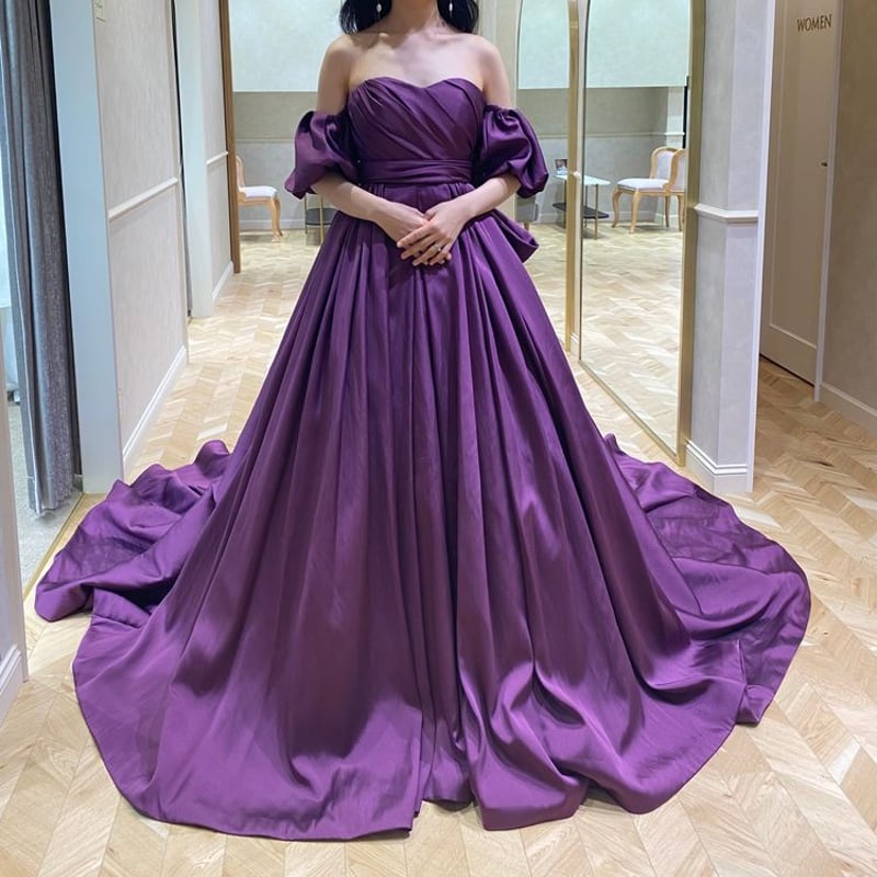 パープル×ブラック　カラードレス 演奏会 ドレス 衣装 コーラス ステージ 合唱 オーケストラ フレア