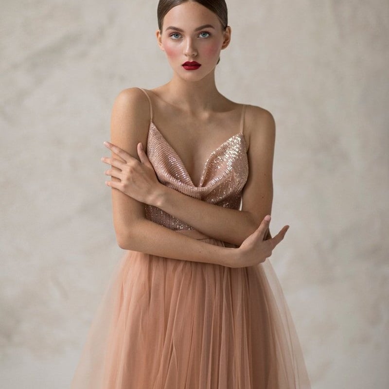 スカート チュールスカート ソフトチュール テラコッタ色 拳式  