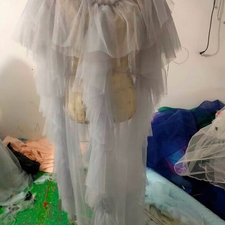 妊婦ドレス マタニティ写真撮影 グレー シースルー ワンピース ソフトチュール