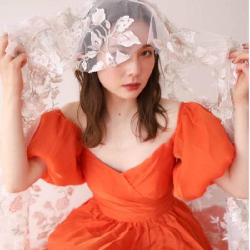 人気上昇！ 前撮り 拳式 花嫁 パーティードレス オレンジ Vネック  