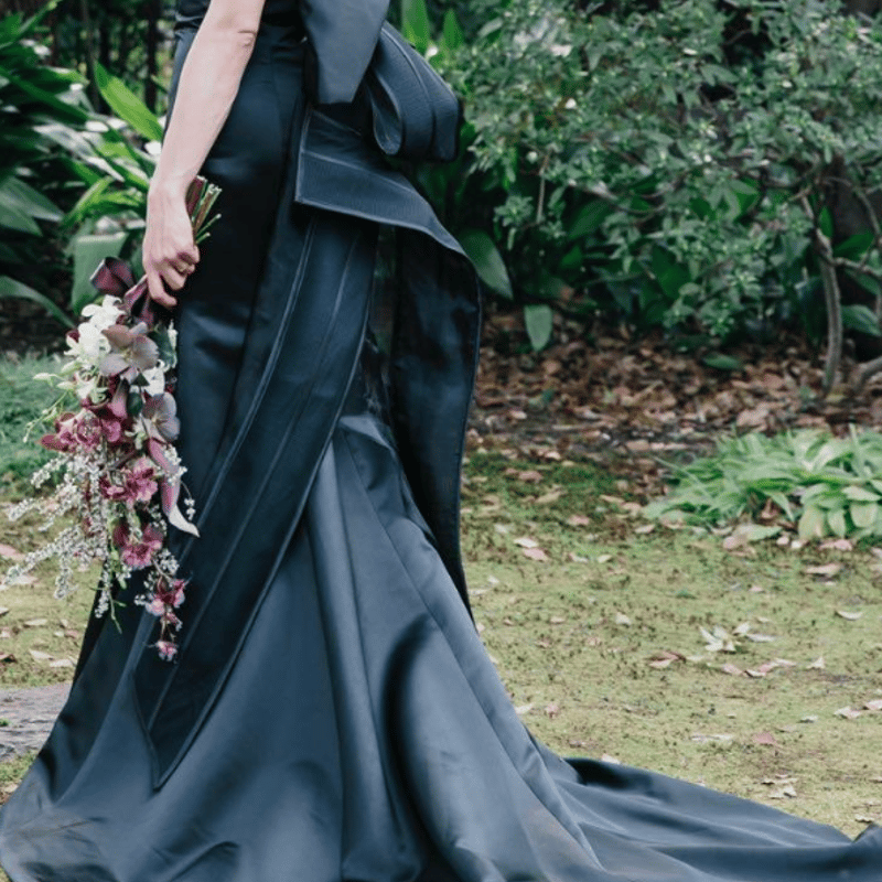 カラードレス マーメイドライン デザイン感 ラッフルフリル ベアトップ  