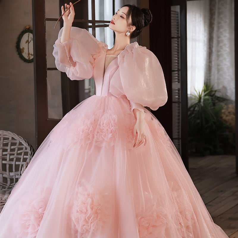 優しい 花嫁 可愛い カラードレス 素敌な 薄ピンク 上品  