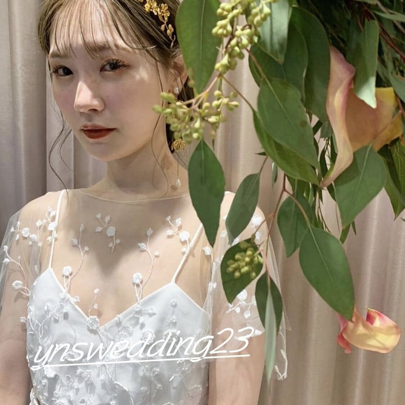 ウエディングドレス 二次会ドレス 3D立体レース刺繍 トップス+スカート  