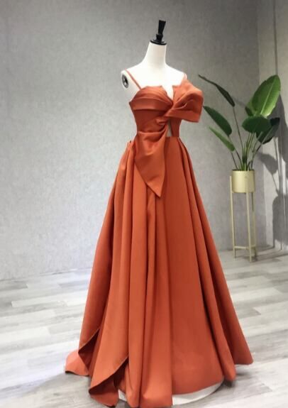 憧れのドレス オレンジ 床付くキャミソール 二次会 シアーな美しさ  
