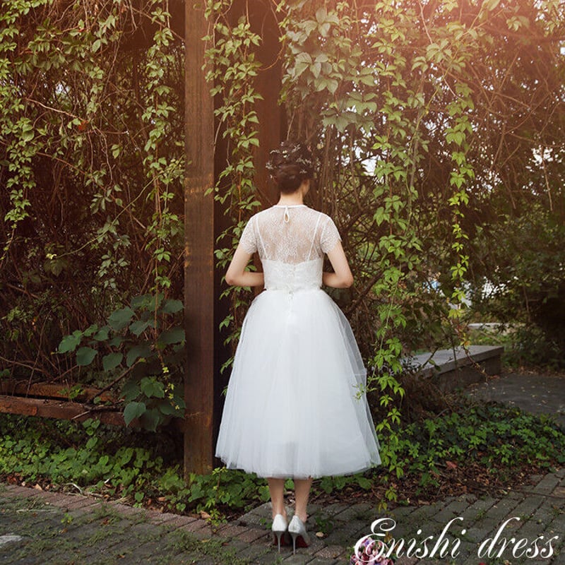 ウェディングドレス スリングスカート レースボレロ 2点セット ミモレ  