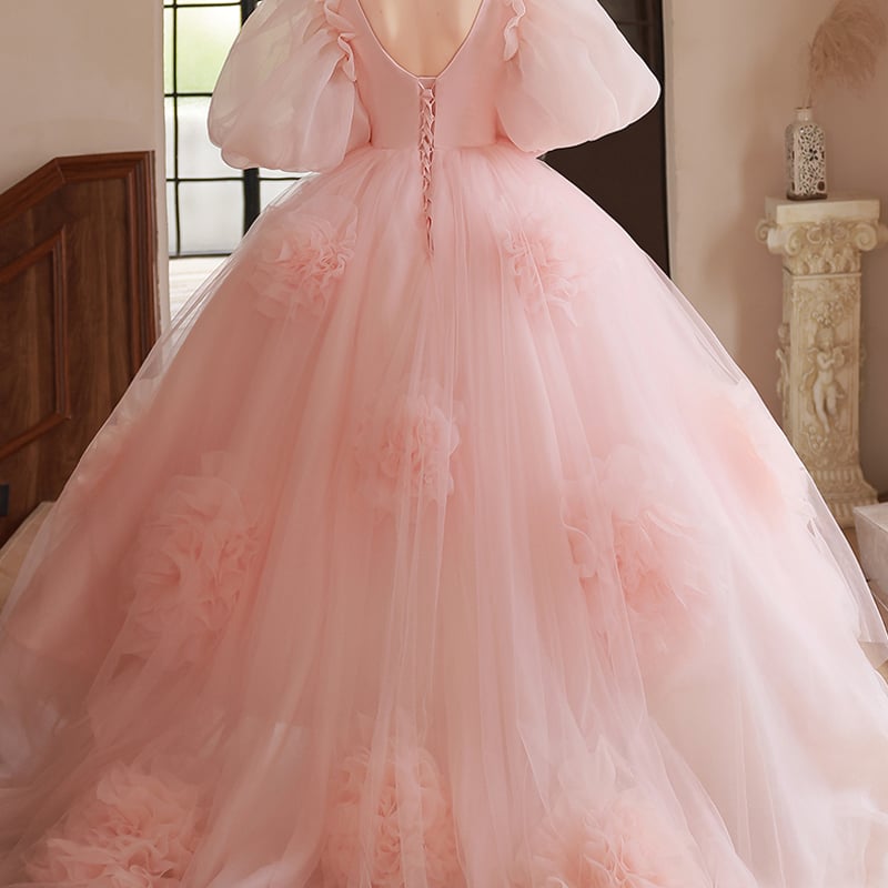 優しい 花嫁 可愛い カラードレス 素敌な 薄ピンク 上品 ...