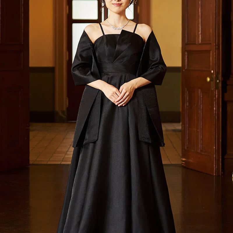 トレーン/ロング 黑 優雅なシルエット パーティードレス 編み上げ ベア  