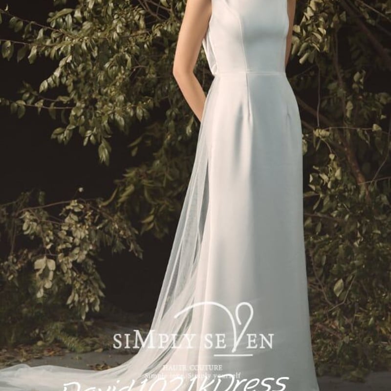 前撮り/結婚式ドレス ウェディングドレス トレーン 背中見せ 2次会  