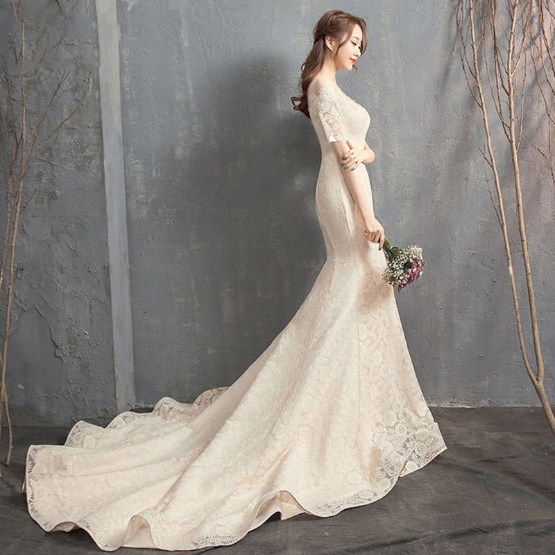 ウェディングドレス 花嫁 ドレス 半袖 結婚式 ウエディングドレス