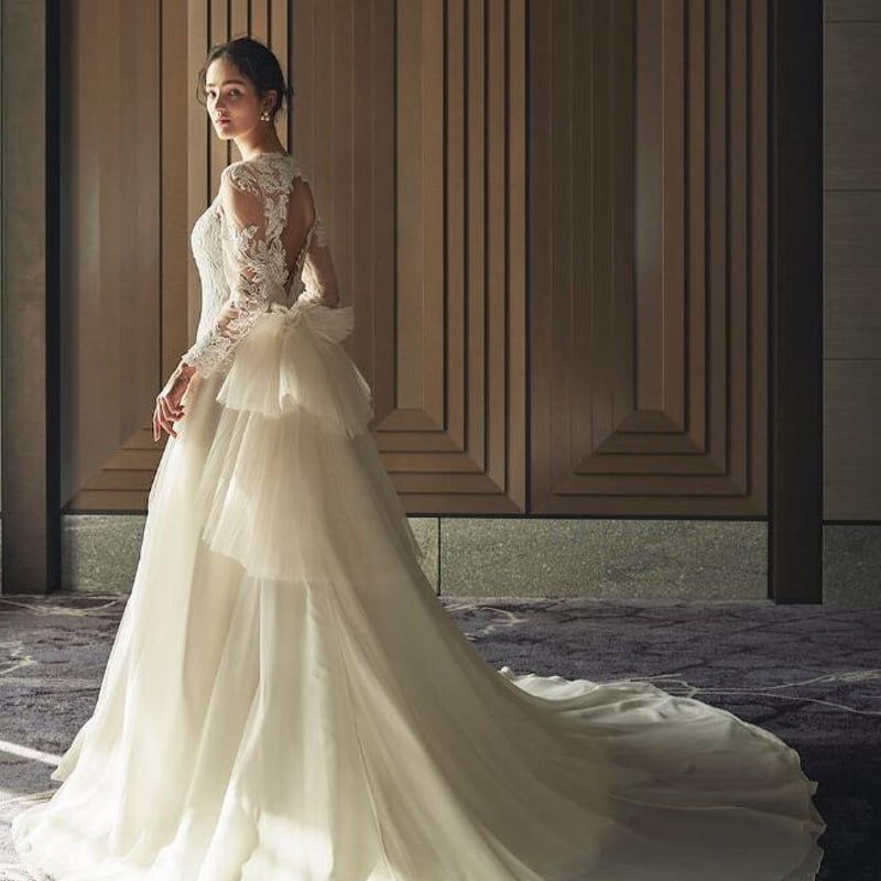 C349 春夏 高級 キラキラ刺繍ボリューム ロングウェディング - スーツ  