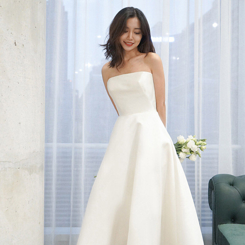 C305 新入荷 高級 ウェディング サテンドレス結婚式二次会花嫁ドレス 