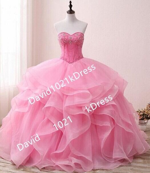 ウェディングドレス憧れのドレス ピンクウェディングドレス  上質オーガンジー  プリンセスライン