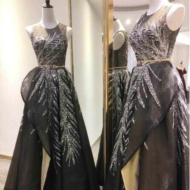 パーティードレス 黒 ロング Aライン エレガント ファスナー 細見え  