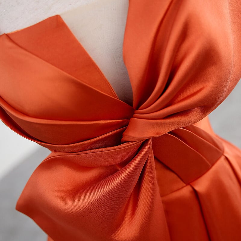 人気上昇！パーティードレス テラコッタ キャミソール リボン 結婚式  