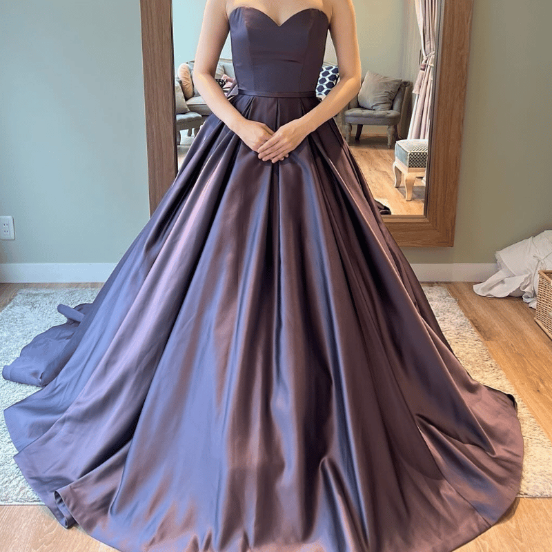 パーティードレス ベアトップ 優雅なシルエット 绮丽な 結婚式 光沢  