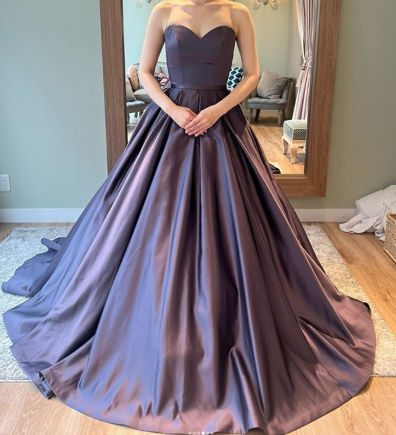 パーティードレス ベアトップ 優雅なシルエット 绮丽な 結婚式 光沢  