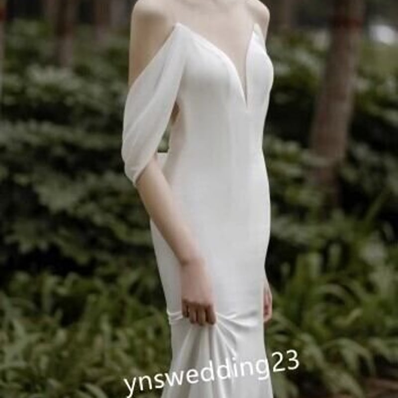 セクシー 深Vネック パーティードレス マーメイドライン ビーズ  