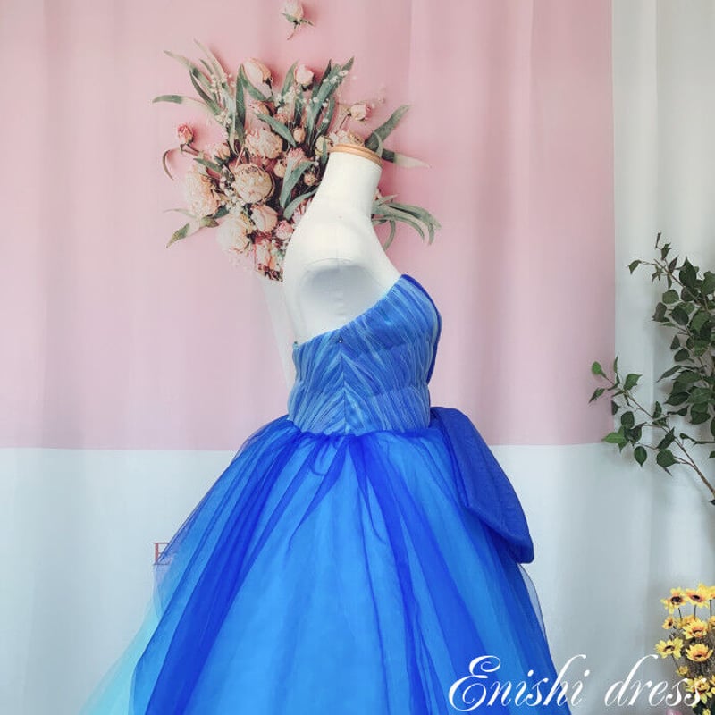 ☆匿名配送☆ブルーグラデーションカラードレス/結婚式/二次会  