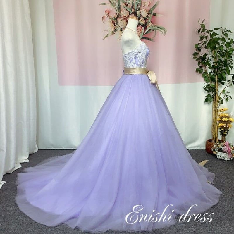 カラードレス 紫 パープル 色変更 ハートカット ウェディングドレス  