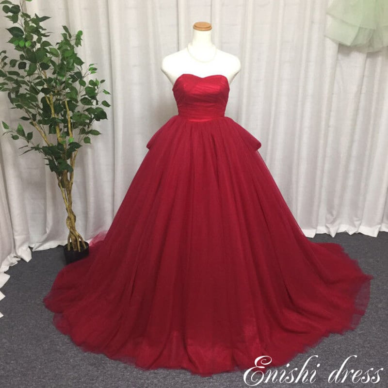 ウェディングドレス カラードレス ソフトチュール バックリボン 色変更  