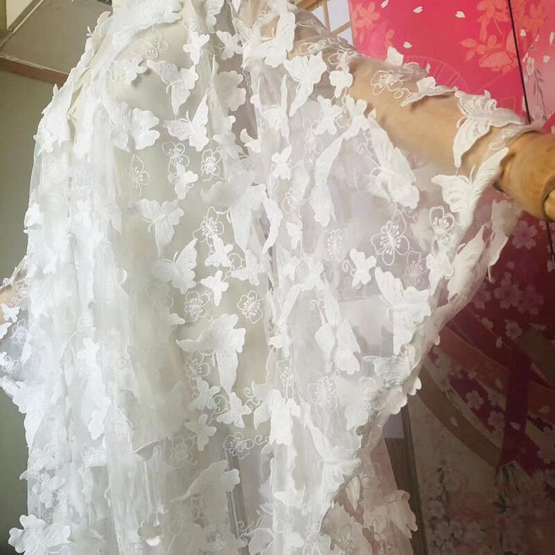 504w18〇レース打掛 オーガンジー チュール 結婚式 ブライダル お色直し〇 チュール打掛 オーガンジー打掛 着物 オーバードレス レース羽織
