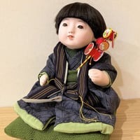 市松人形 松乾斎東光 12号 別上スガ毛 座り 本絹古代裂衣裳