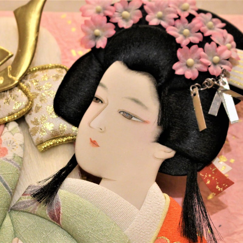 羽子板職人が作った　立体生地　着物女性　枠付き 羽子板】13号 藤娘 七分身 極上本絹〈むさしや豊山作〉[232-081