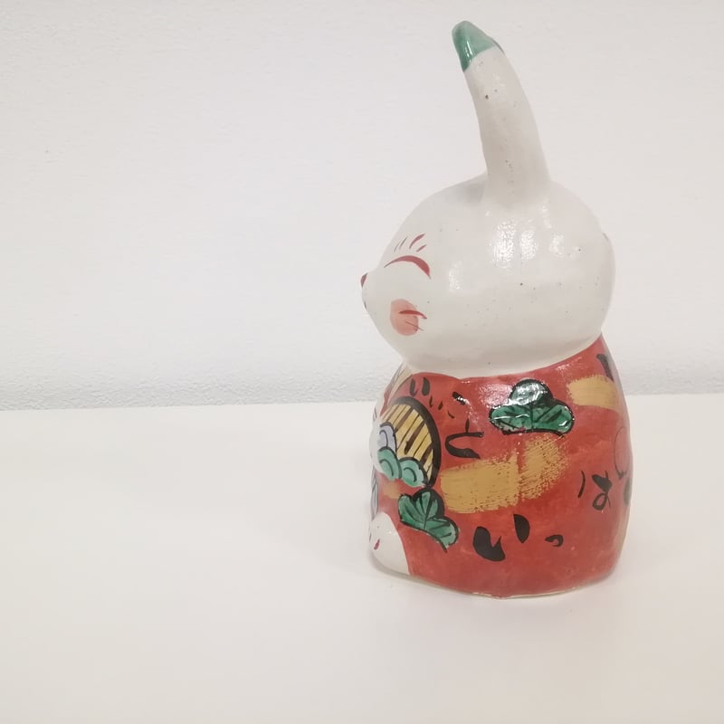 夕立窯　春　置物　陶器　うさぎ　和楽器　お花見 夕立窯 春 置物 陶器 うさぎ 和楽器 お花見