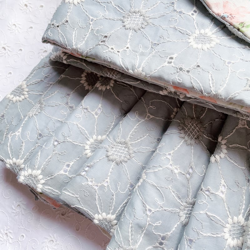 マーガレットのコットンレースと花柄生地のリバーシブル半幅帯