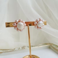 淡水パールのピアス【薄桜】