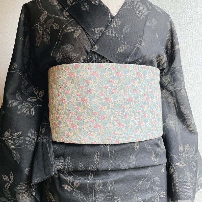 深緑レース×小花柄のリバーシブル半幅帯 | florentins365