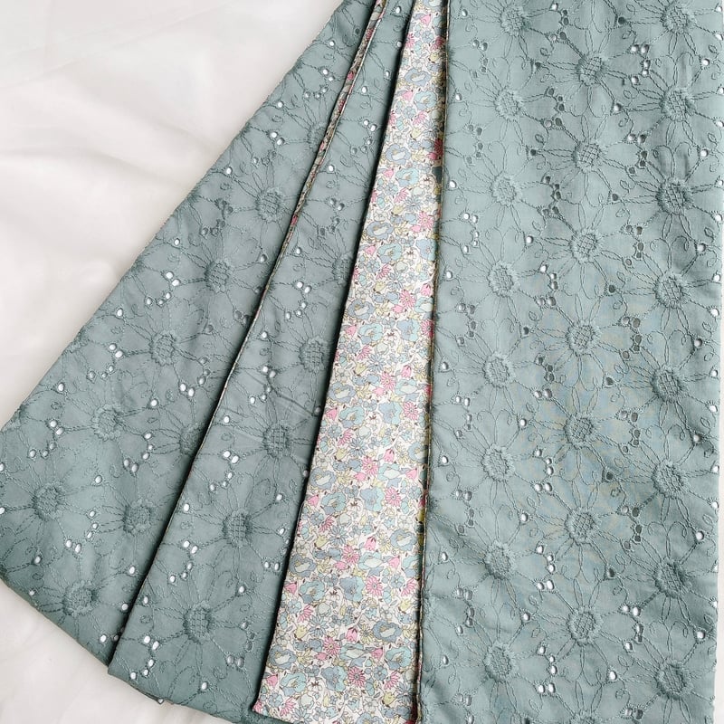 深緑レース×小花柄のリバーシブル半幅帯 | florentins365