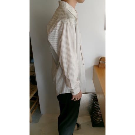 FUJI /  CLASSIC COLLAR STRIPE SHIRT *RED BROWN STRIPE