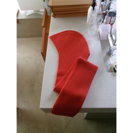 MY___ /  CASHMERE BLENDED BALACLAVA WITH SCARF *TOMATO