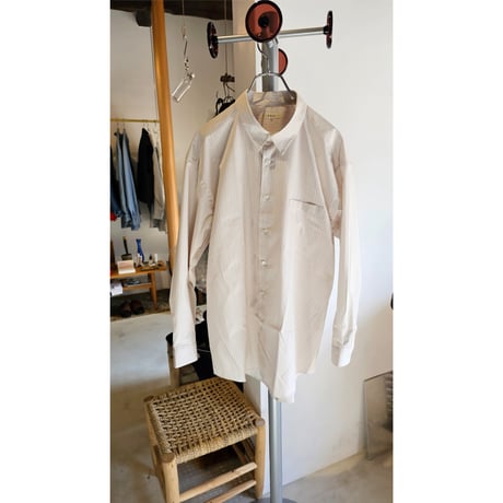 FUJI /  CLASSIC COLLAR SHRITS *ORANGE PIN STRIPE