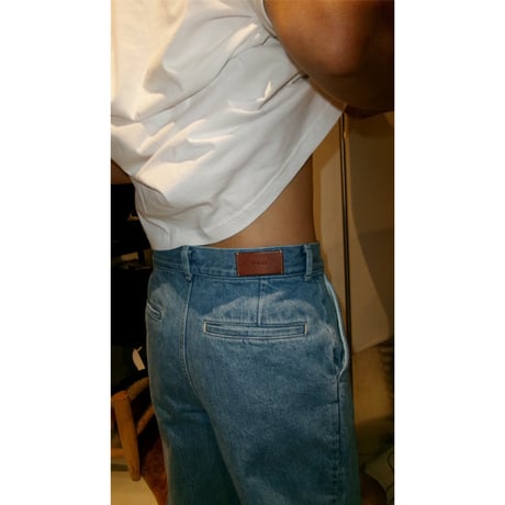FUJI /  WASH DENIM SLACKS *BLUE