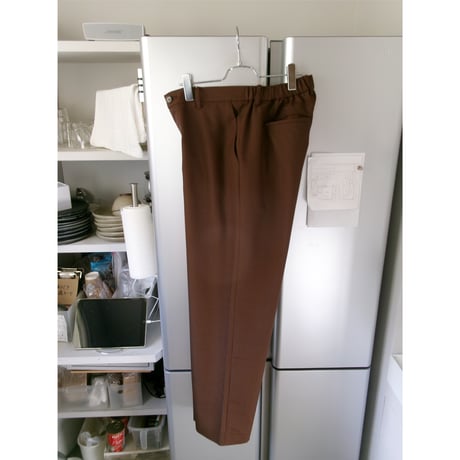 FUJI /MOHAIR POPLIN STRAIGHT SLACKS *BROWN
