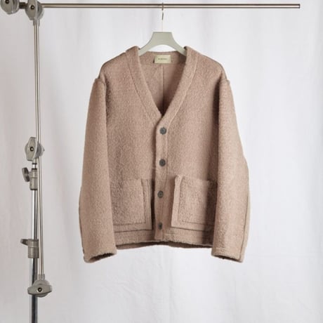 NVRFRGT / WOOL MOHAIR SHAGGY INSIDE OUT PANEL CARDIGAN – BEIGE