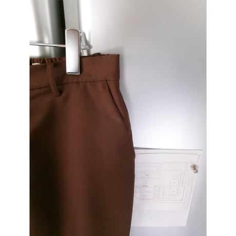 FUJI /MOHAIR POPLIN STRAIGHT SLACKS *BROWN