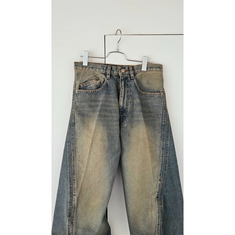 NVRFRGT / 3D TWISTED WIDE LEG JEANS *DIRTY FADE 