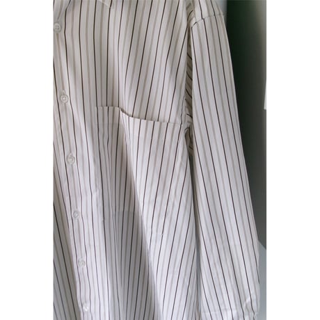 FUJI / COTTON SHIRTS ONEPIECE(for ladies)*YELLOW BROWN STRIPE