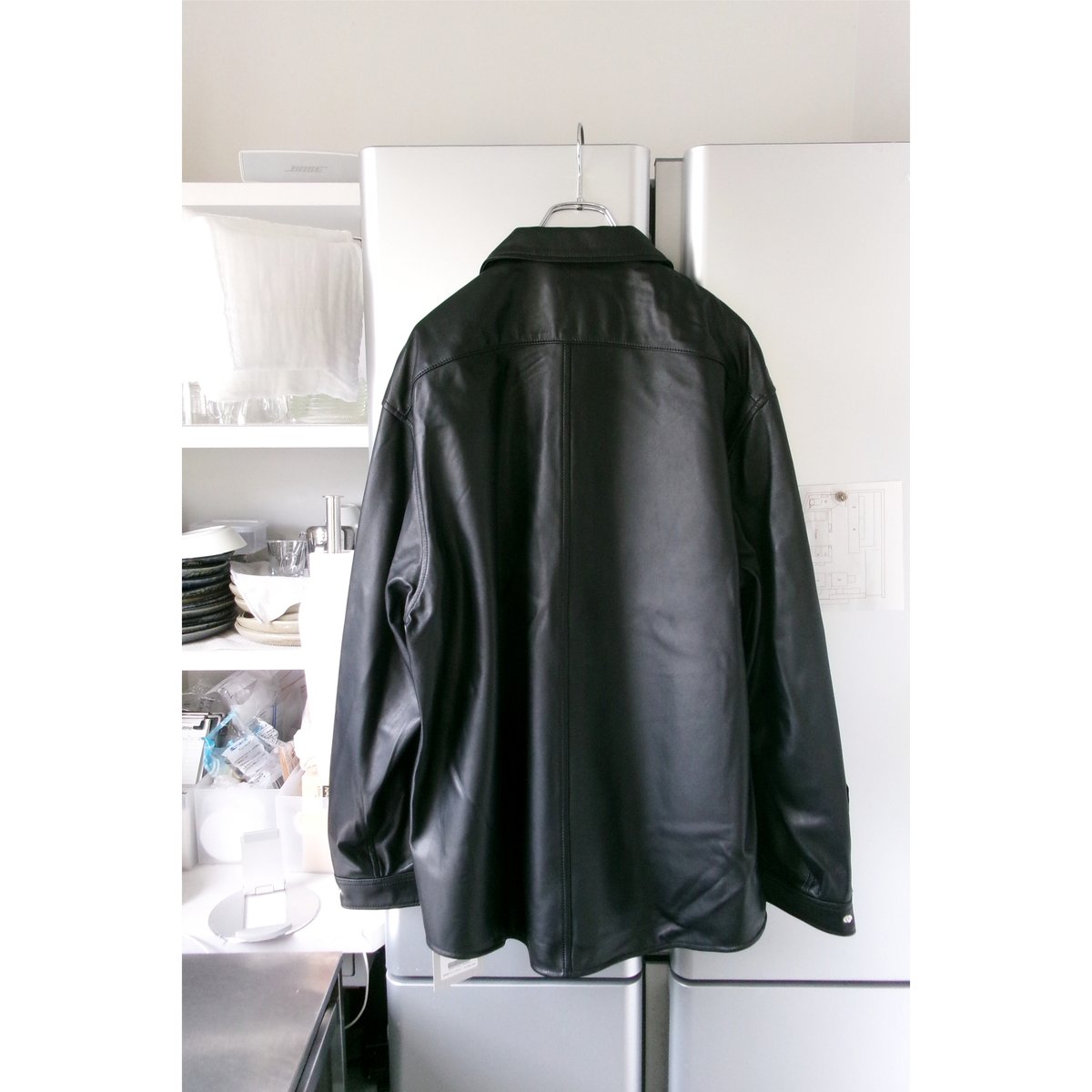 UNIVERSAL PRODUCTS / LEATHER SHIRTS JACKET *BLA
