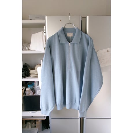 EVCON/ COTTON KNIT HALF ZIP *L.BLUE