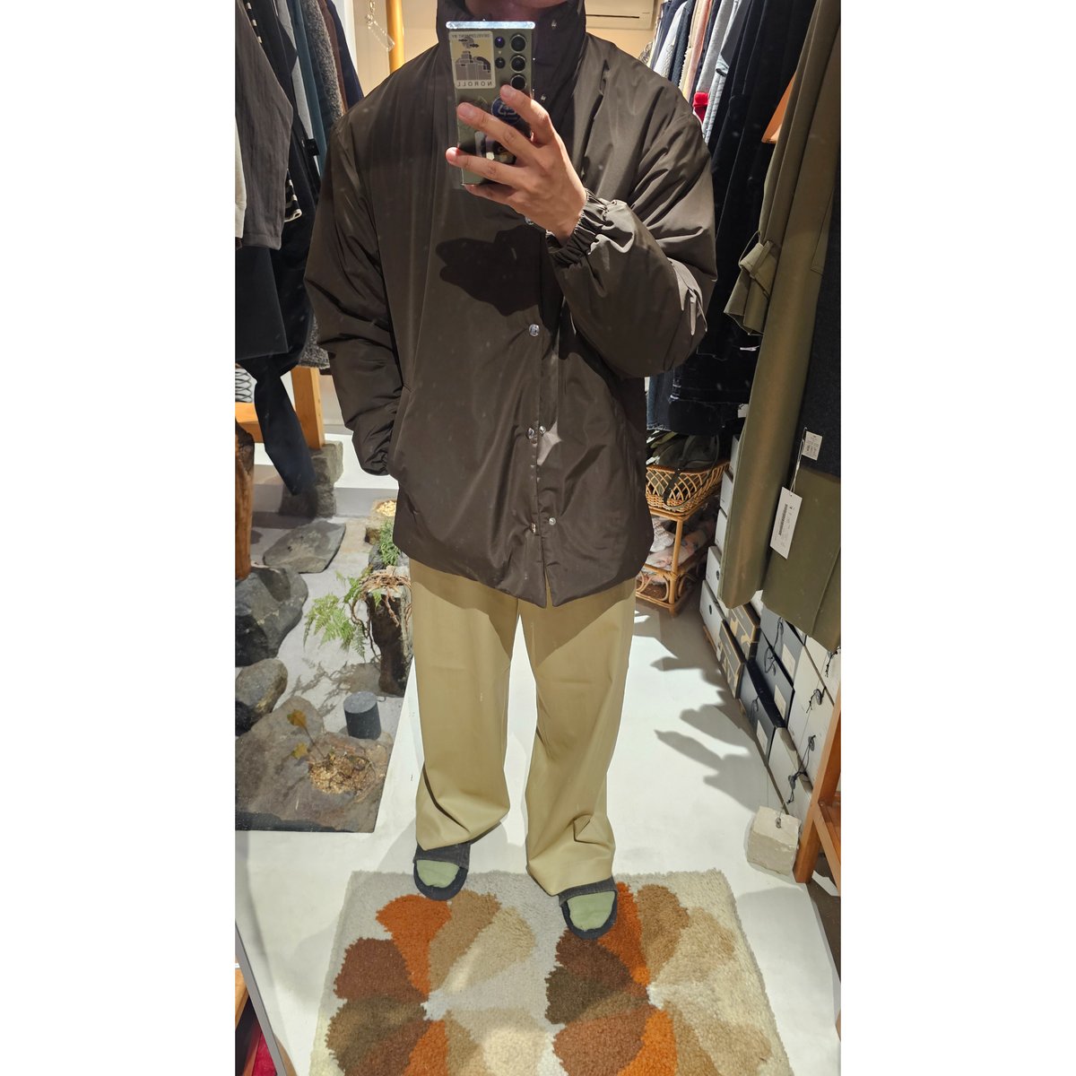 FUJI / SILK POLYESTER PADET JACKET *BROWN | AVET